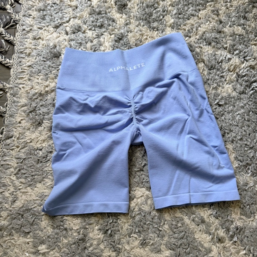 Alphalete Women's Light Blue Amplify Shorts 6.5” mystic blue